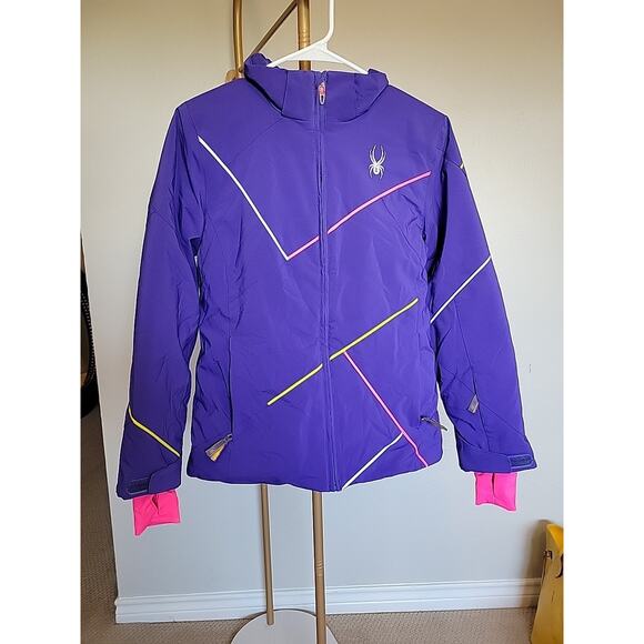 Spyder Girls Ski Jacket Size 16 Purple With Removable Hood - Picture 1 of 16